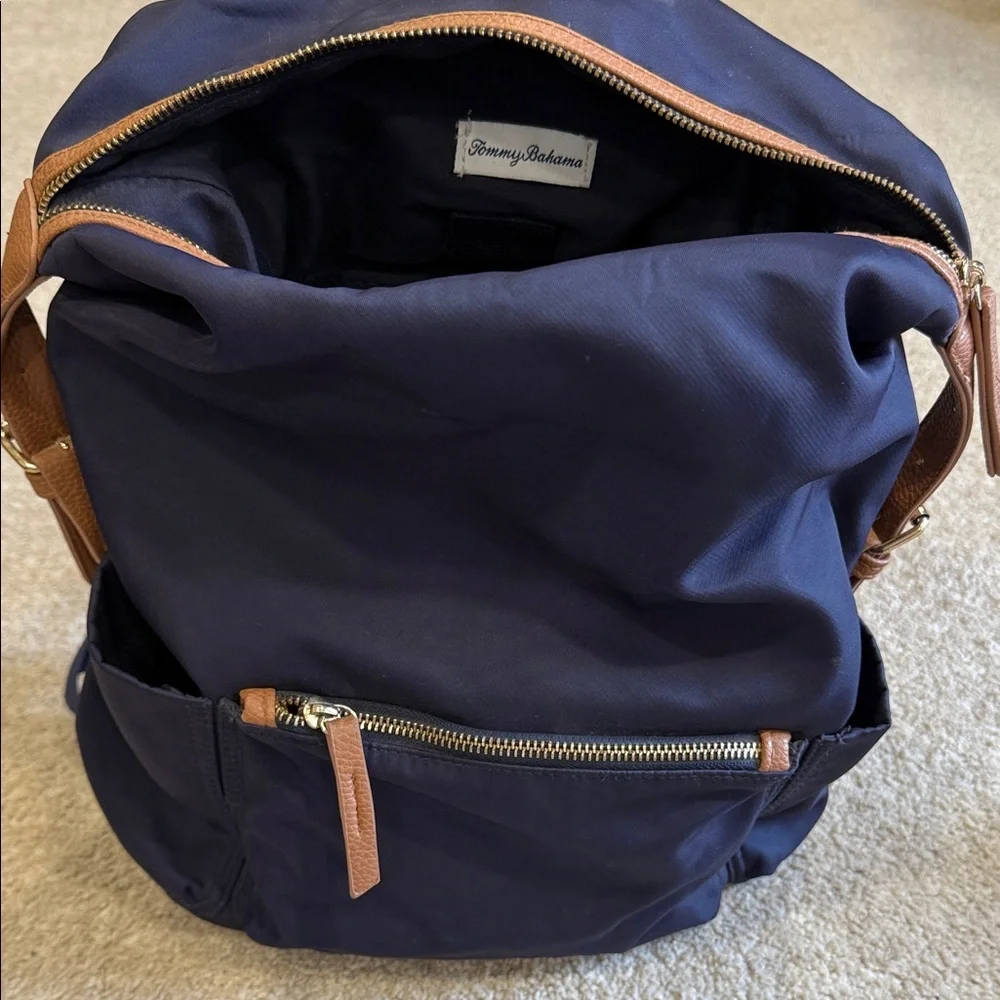 Tommy Bahama Navy and Brown Men's Backpack